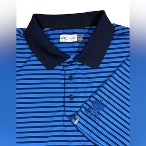 KJUS Golf Polo Shirt Mens Sz XL Blue Striped Performance Richland CC Stretch